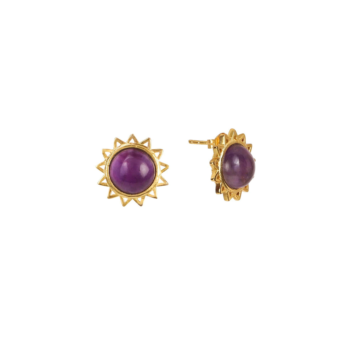 Amethyst Stud Earrings " Stellar Elegance"