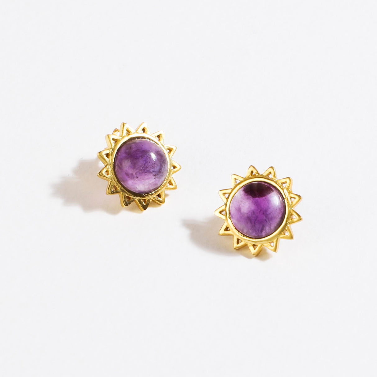 Amethyst Stud Earrings " Stellar Elegance"
