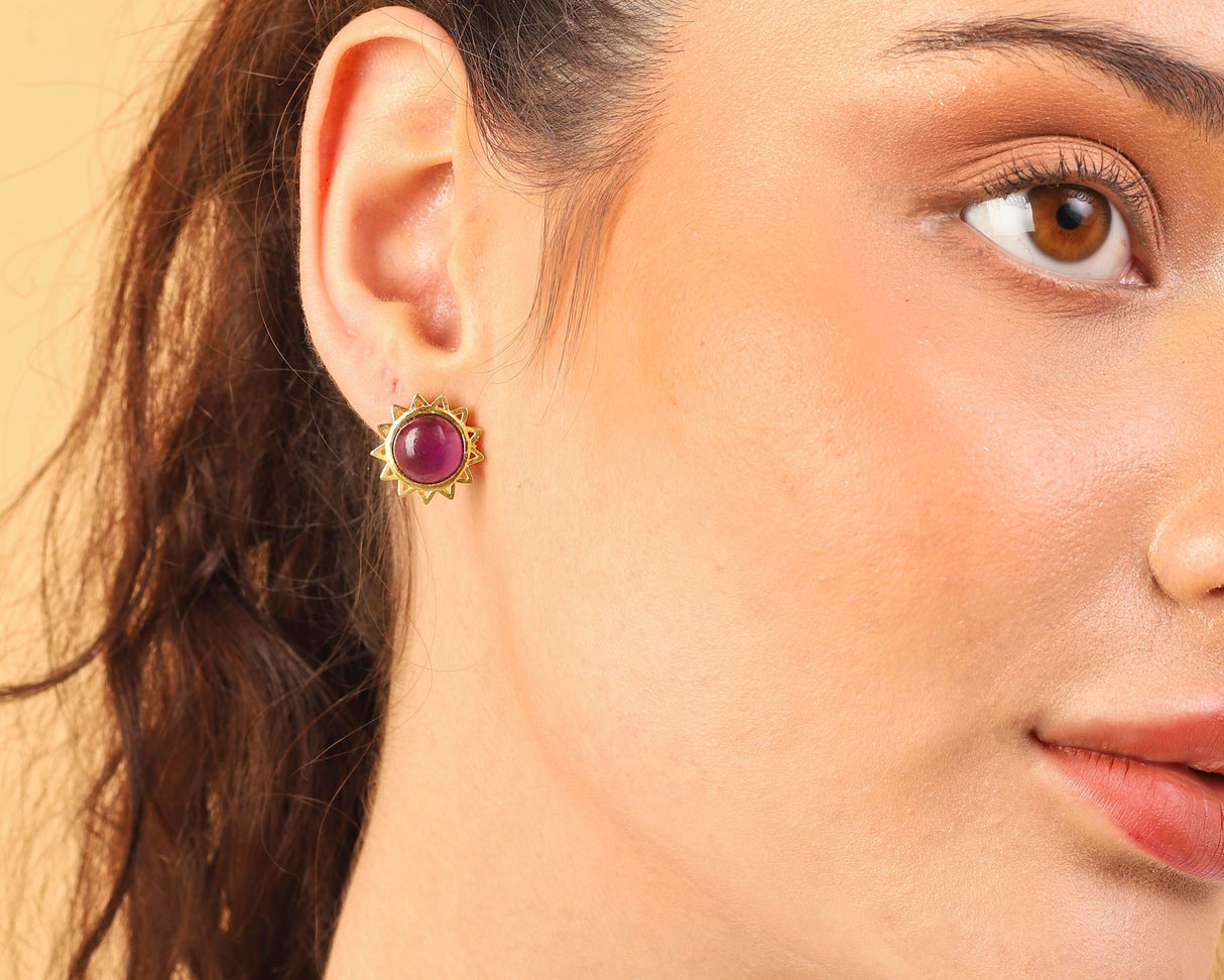 Amethyst Stud Earrings " Stellar Elegance"
