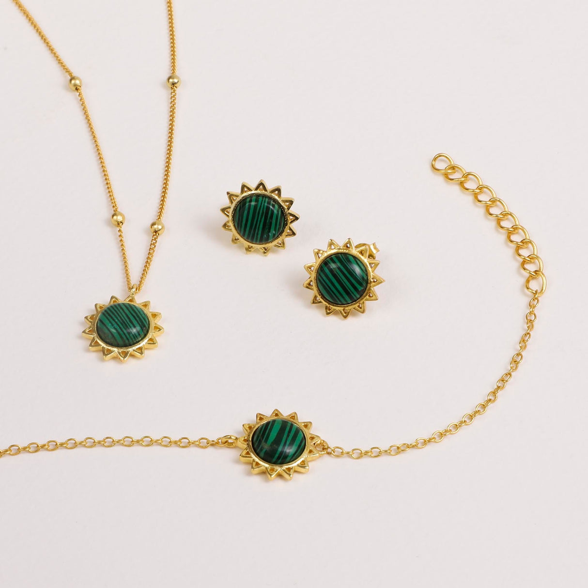 Malachite Stud Earrings"Stellar Elegance"