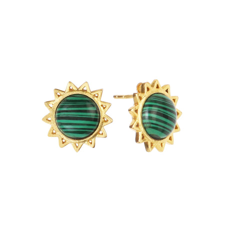 Malachite Stud Earrings"Stellar Elegance"