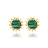 Malachite Stud Earrings"Stellar Elegance"