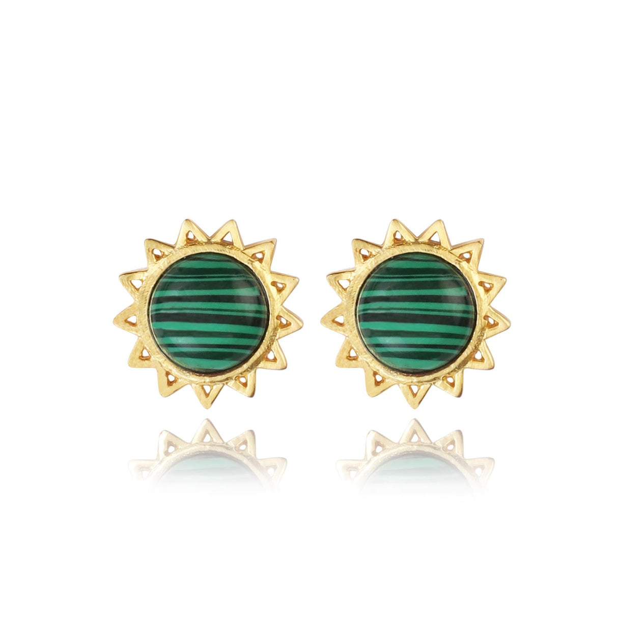 Malachite Stud Earrings"Stellar Elegance"