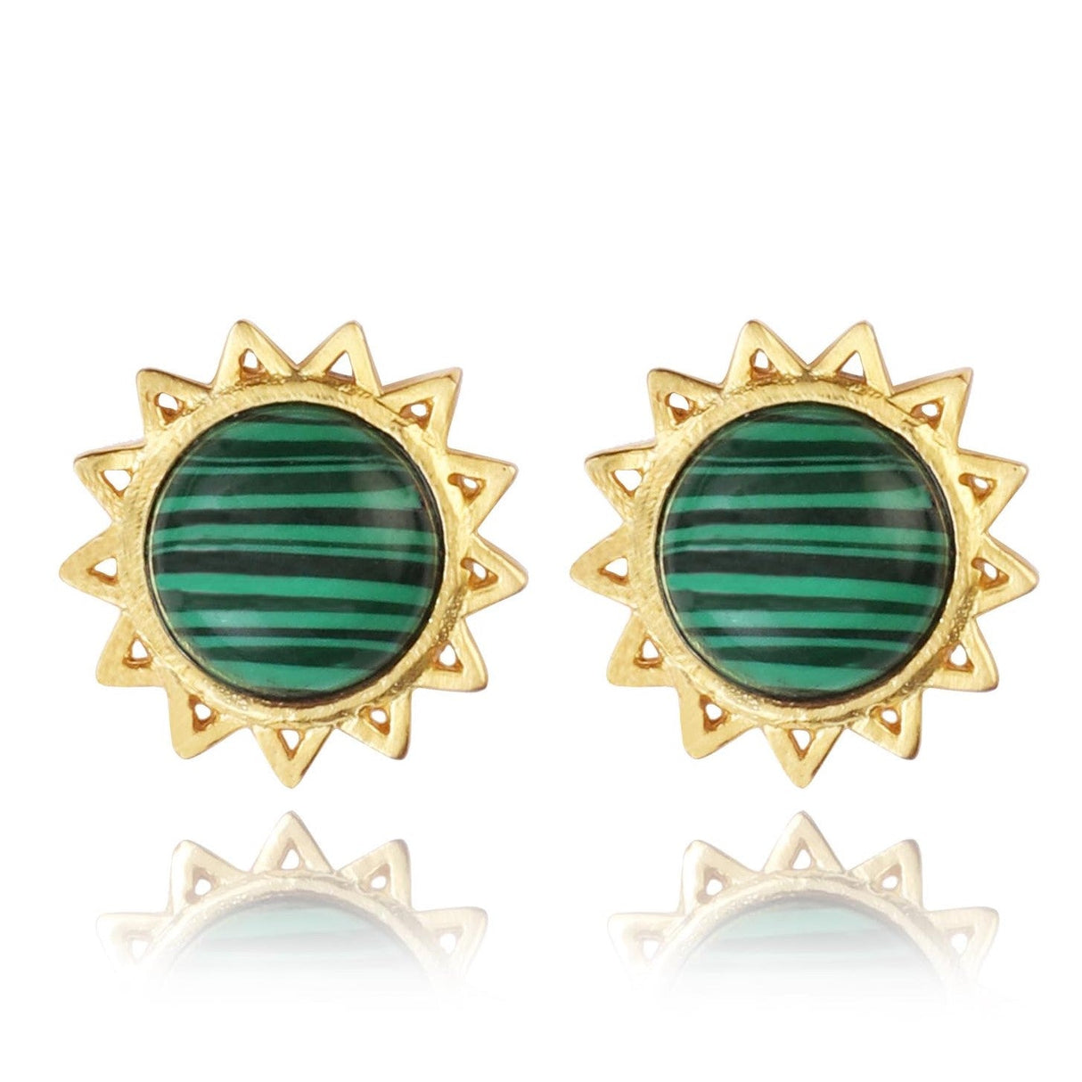 Malachite Stud Earrings"Stellar Elegance"