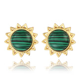 Malachite Stud Earrings"Stellar Elegance"