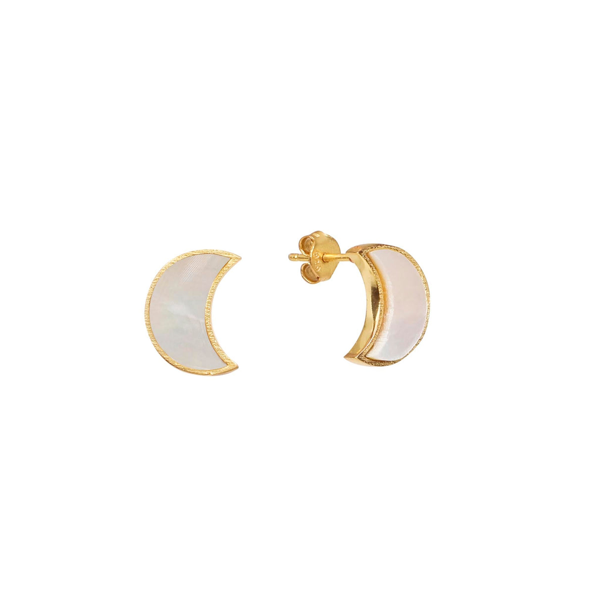 MOON Studs Earrings Mother of Pearl