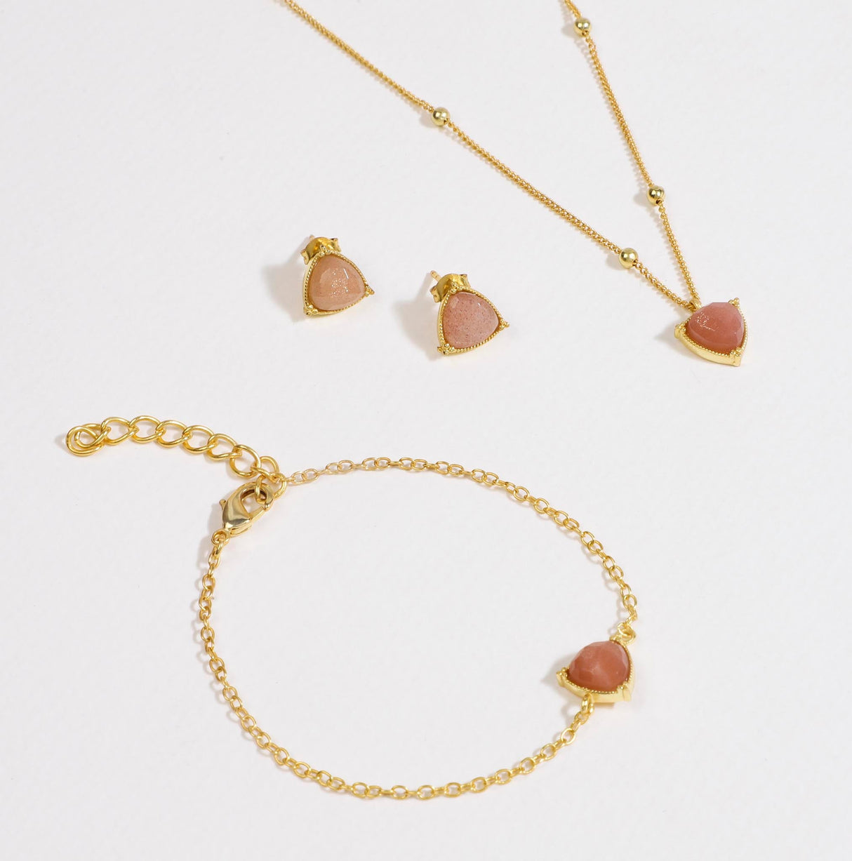 Peach Moonstone Studs Earring "Stellar Elegance"