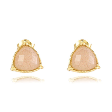 Peach Moonstone Studs Earring "Stellar Elegance"