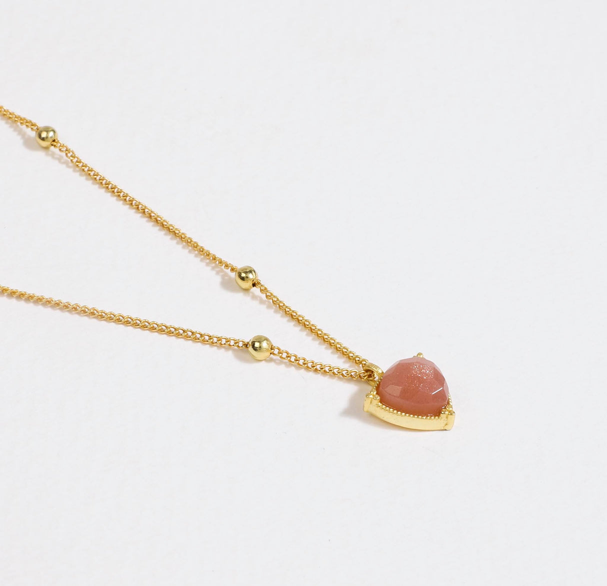 Peach Moonstone Necklace "Stellar Elegance"