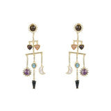 Stellar Elegance Combo  - 7 Healing Stones Drop Necklace & Multilayer Drop Earrings
