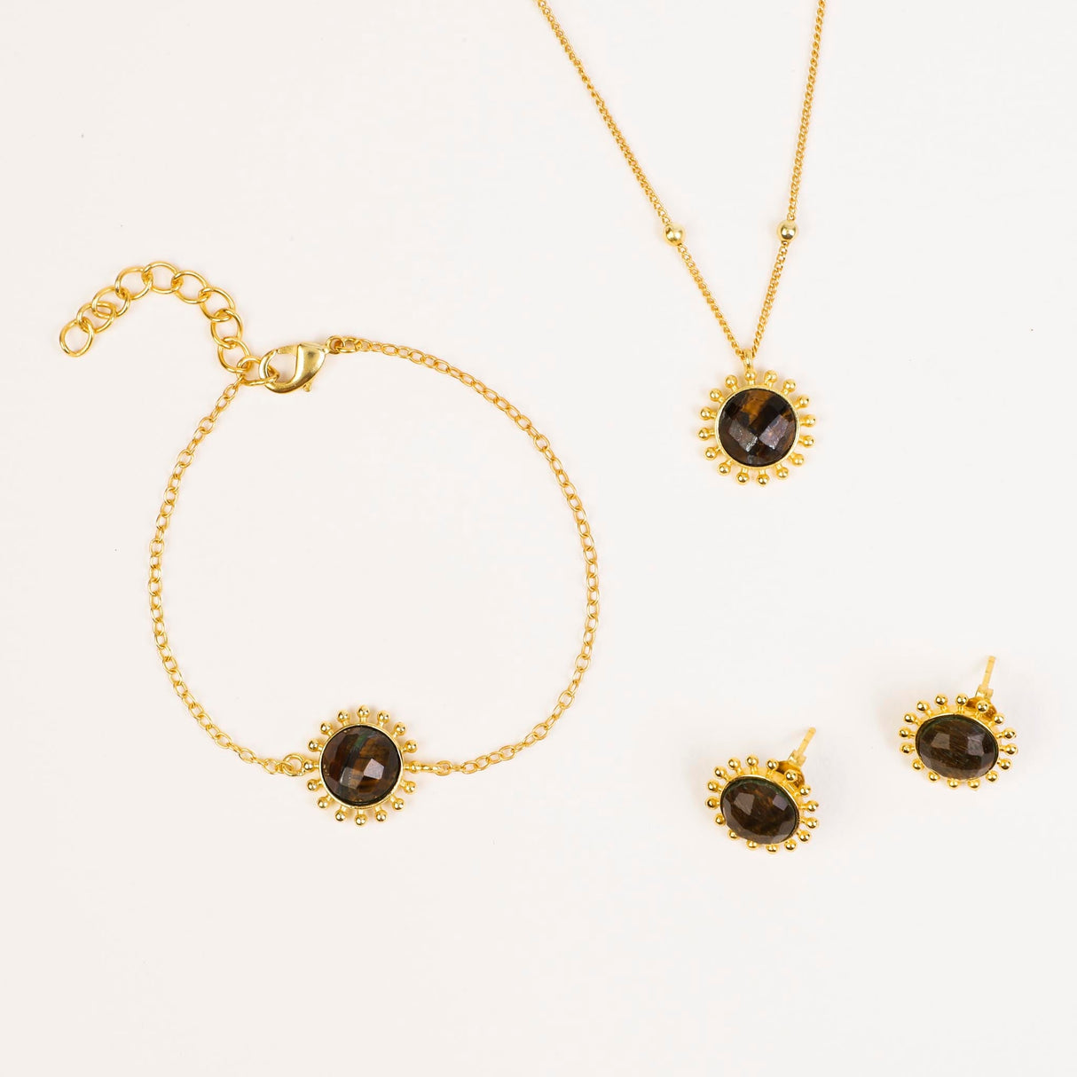 Tiger's Eye Stud Earrings "Stellar Elegance"