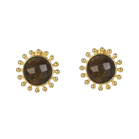 Tiger's Eye Stud Earrings "Stellar Elegance"