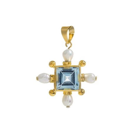 Blue Topaz Cross Pendant