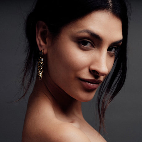 Gold and Black Crystal Long Drops