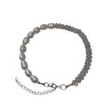Rose Quartz Gemstone and Pearl Half Bracelet