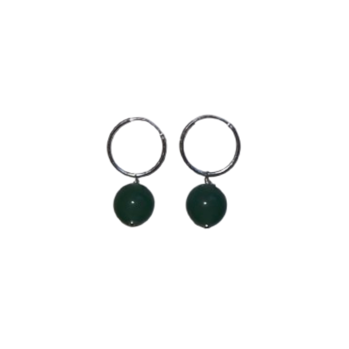 Green Aventurine Gemstone Bubble Dangle Hoop Earrings