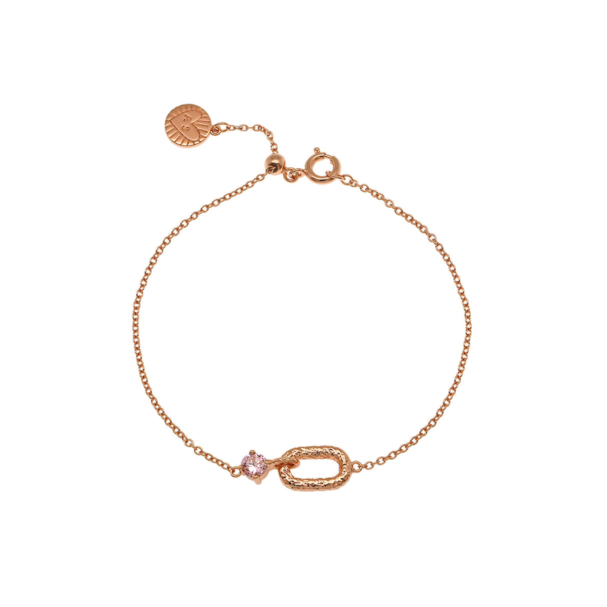 Amelia Antique Oval Bracelet, Pink & Rose Gold