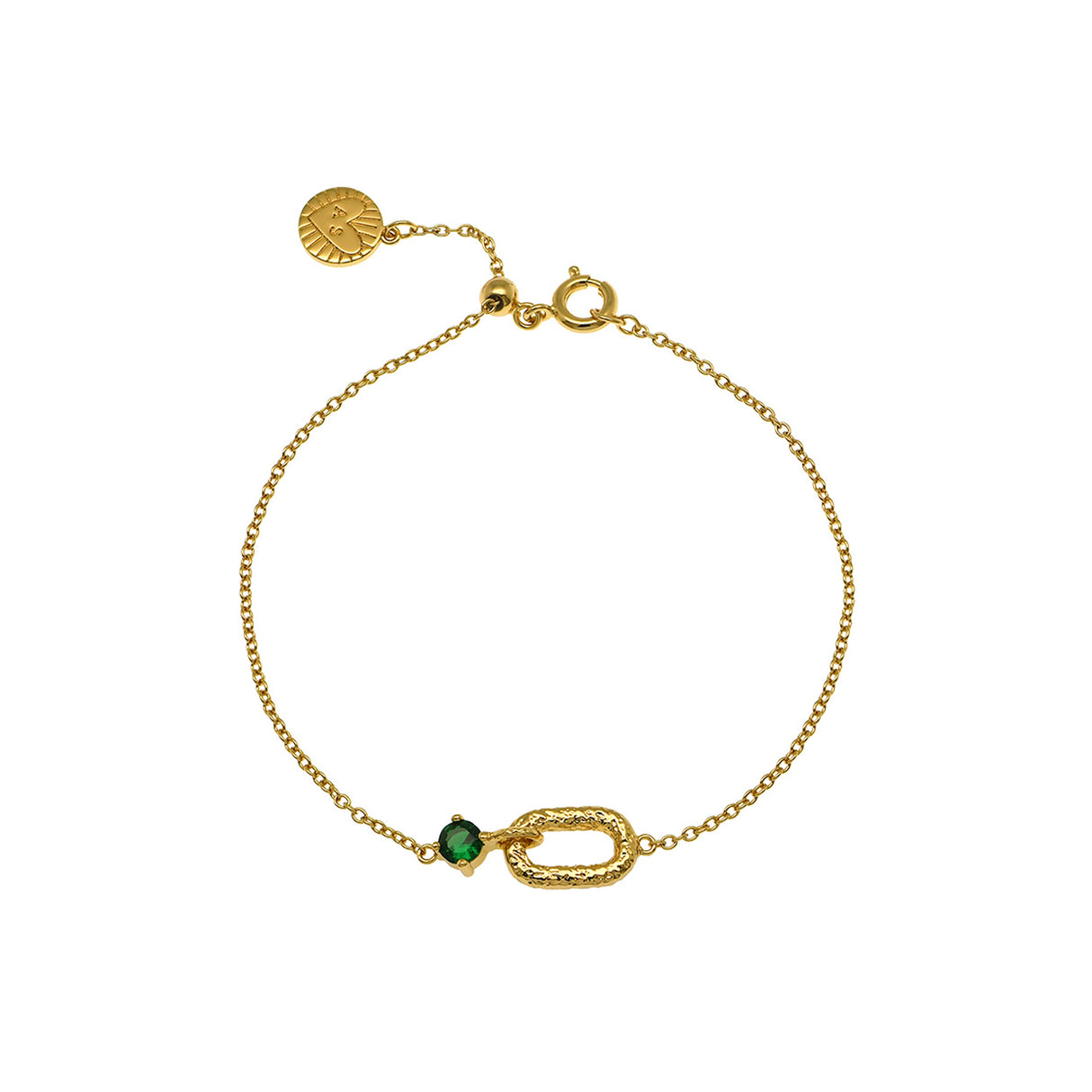 Amelia Antique Oval Bracelet, Emerald Green & Gold