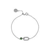 Amelia Antique Oval Bracelet, Emerald Green & Silver
