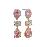 Frida Enamel Drop Earrings, Lilac, Pink & Rose Gold