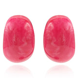 Fuschia Marbled Resin Semi Hoop Clip on Earrings