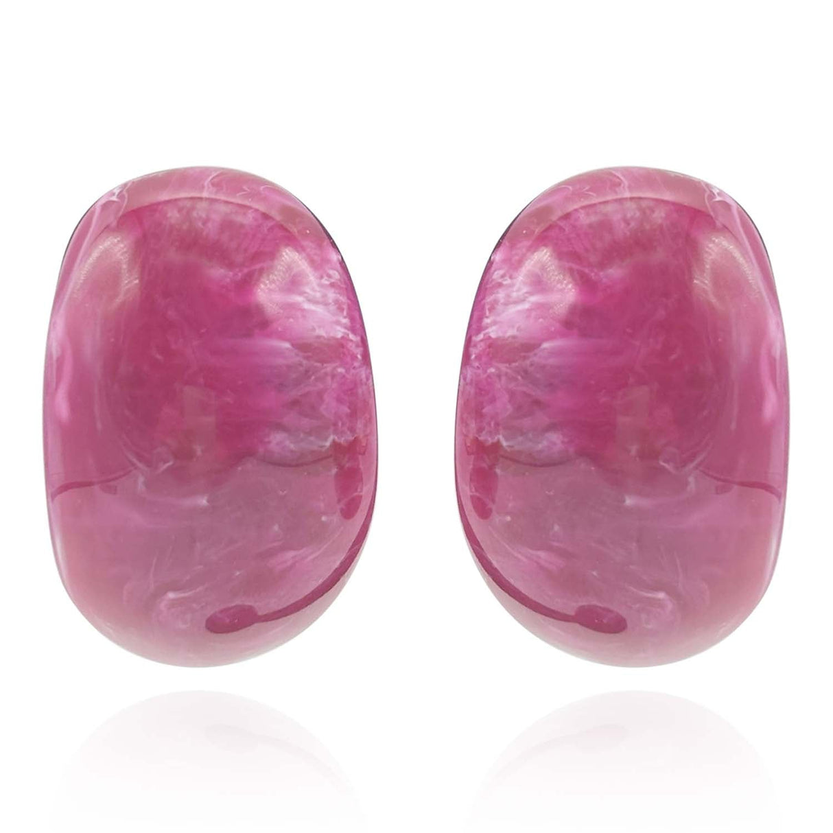 Magenta Resin Semi Hoop Clip on Earrings