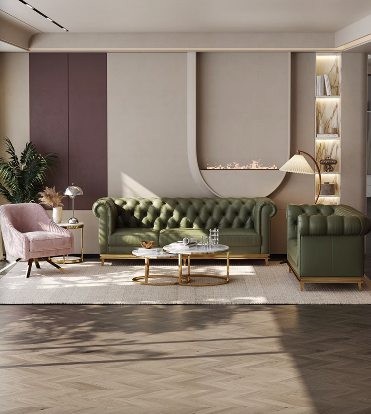 Abbado Chesterfield Three Seater Sofa, Real Leather