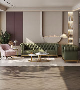 Abbado Chesterfield Three Seater Sofa, Real Leather