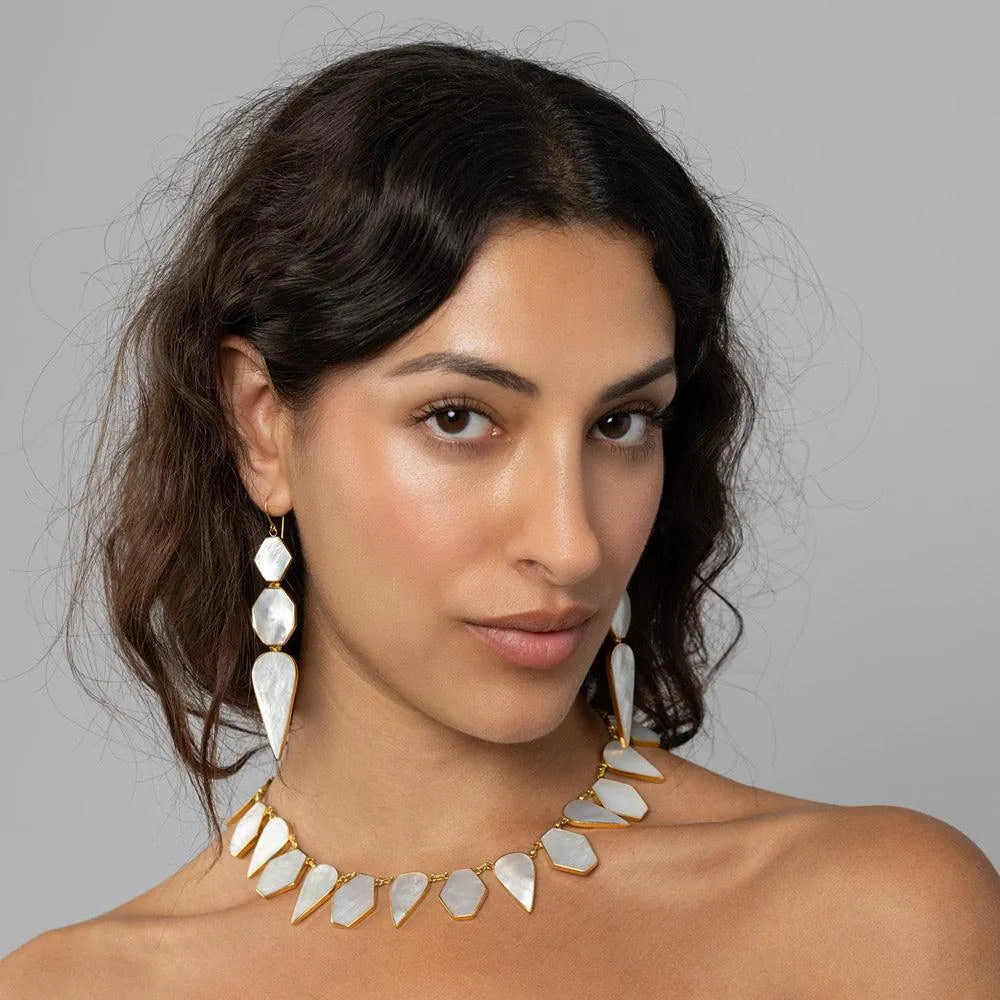 Warrioress Mother of Pearl Earrings