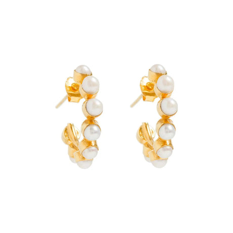 Mini Stud Pearl Hoops