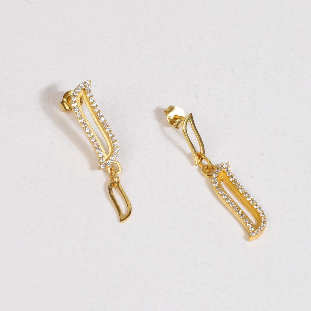 Asymmetric Earrings - Cubic Zirconia "Wave Symphony"