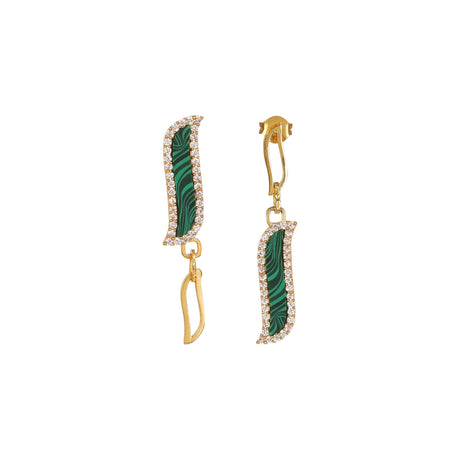 Asymmetric Earrings - Malachite "Wave Symphony"