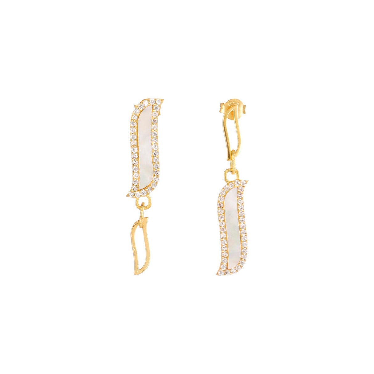 Asymmetric Earrings - Mother of Pearl "Wave Symphony"