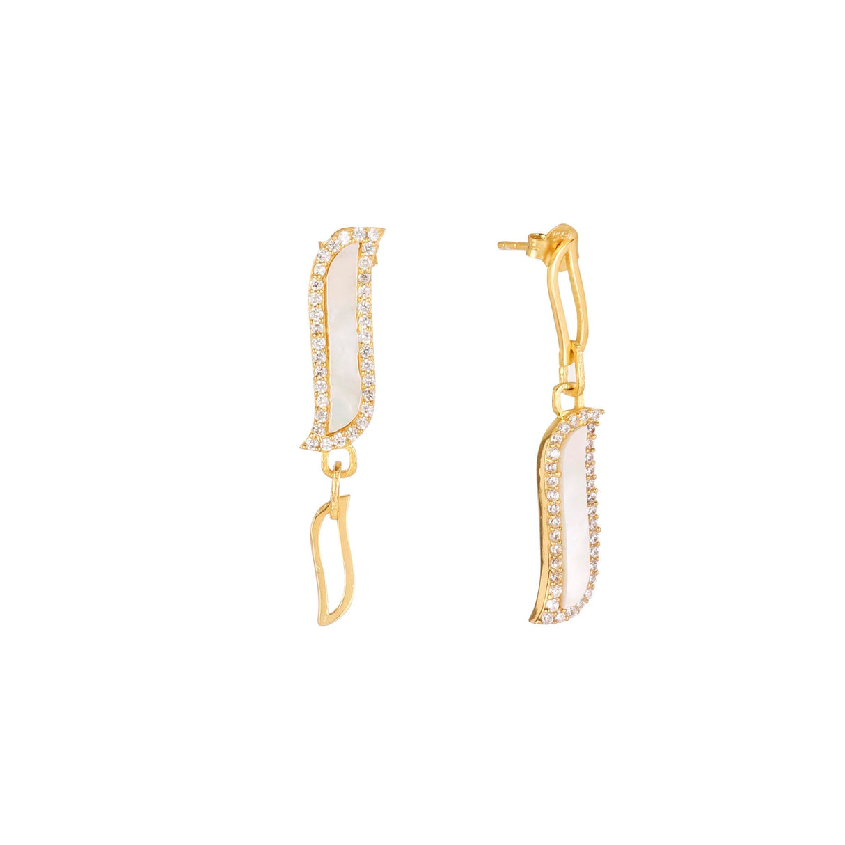 Asymmetric Earrings - Mother of Pearl "Wave Symphony"