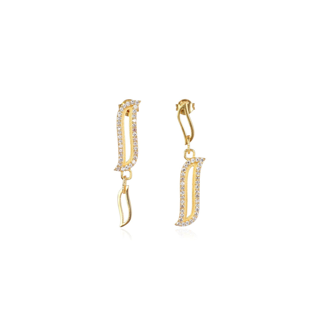 Asymmetric Earrings - Cubic Zirconia "Wave Symphony"