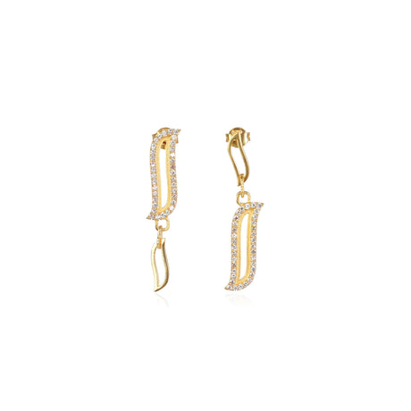 Asymmetric Earrings - Cubic Zirconia "Wave Symphony"