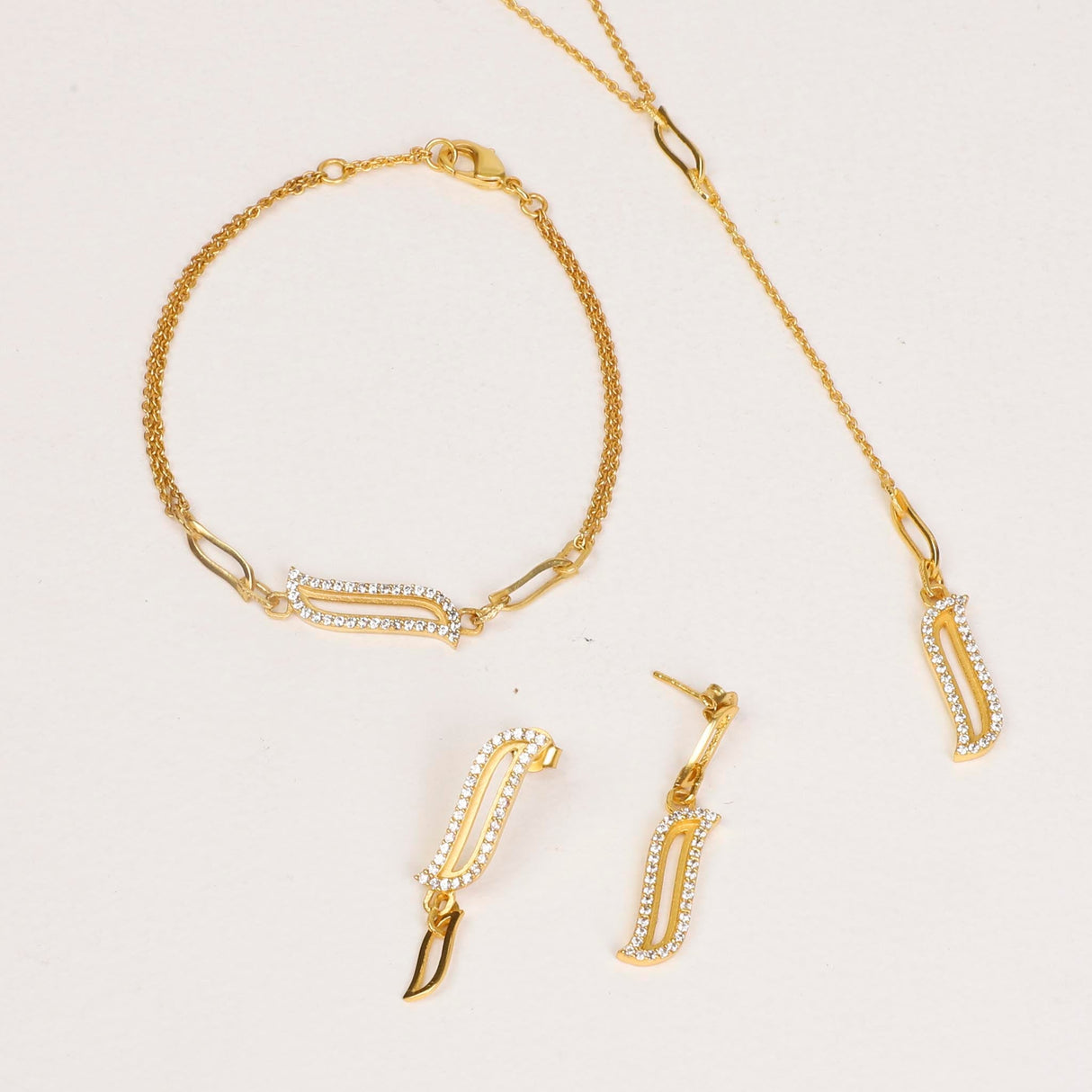 Lariat Necklace - Cubic Zirconia "Wave Symphony"