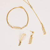 Lariat Necklace - Cubic Zirconia "Wave Symphony"