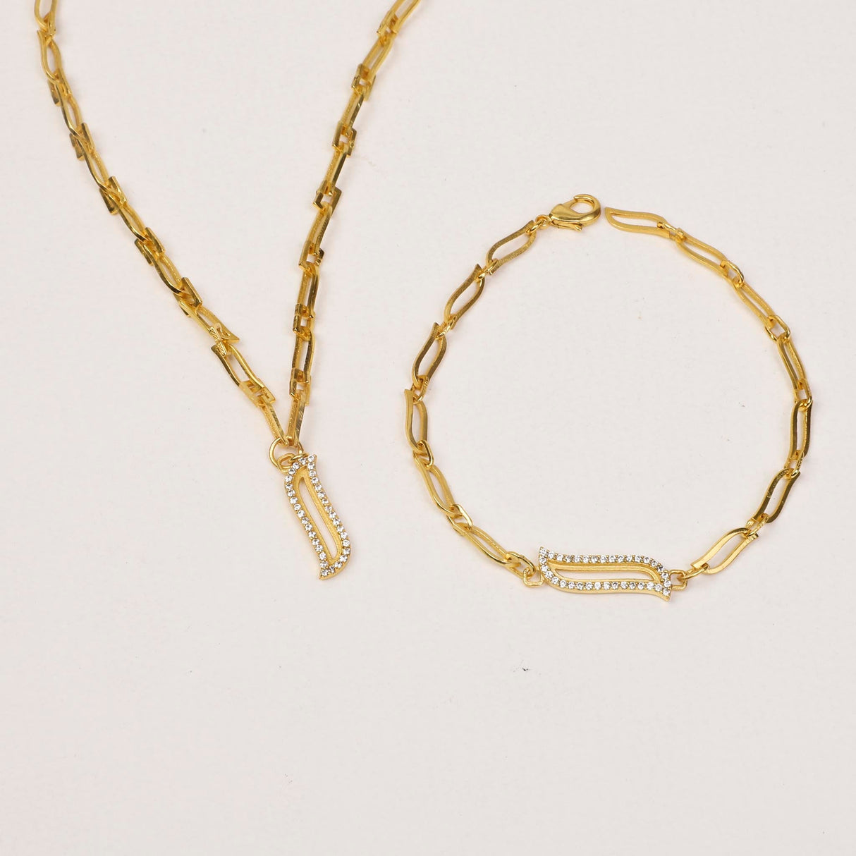 Link Necklace - Cubic Zicronia "Wave Symphony"