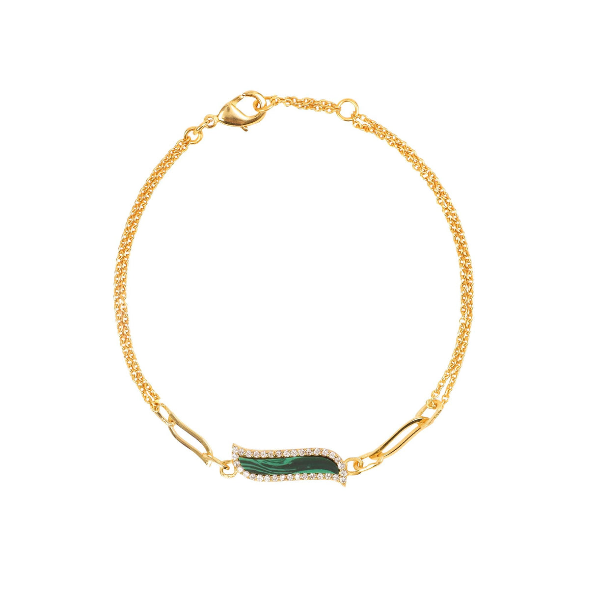 Double Chain Bracelet - Malachite "Wave Symphony"