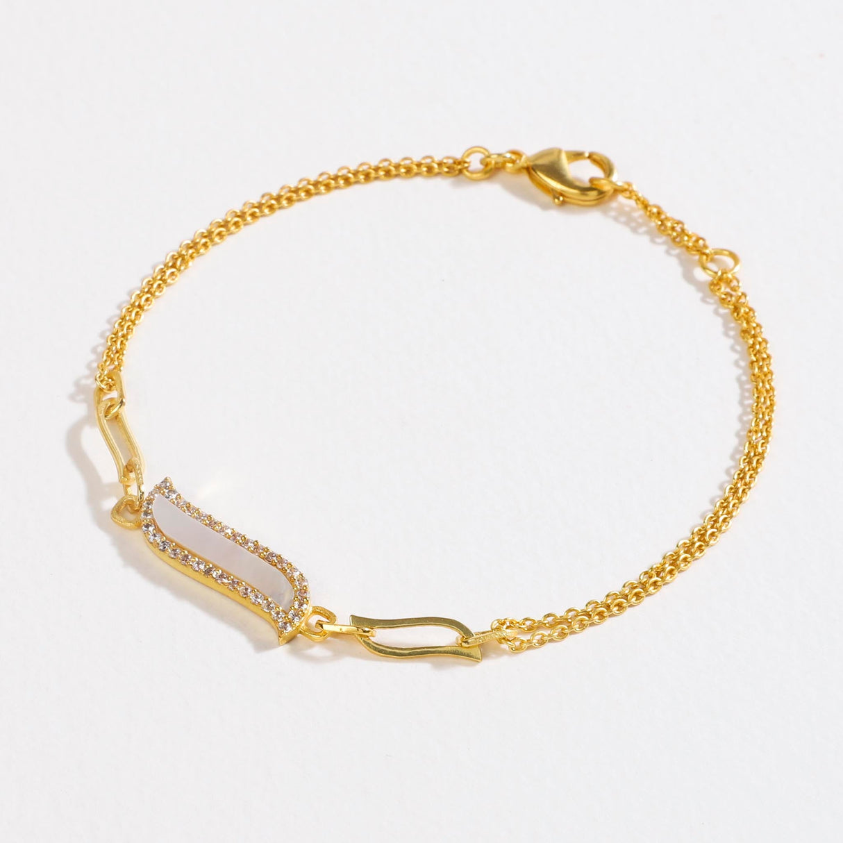 Double Chain Bracelet - Mother of Pearl "Wave Symphony"