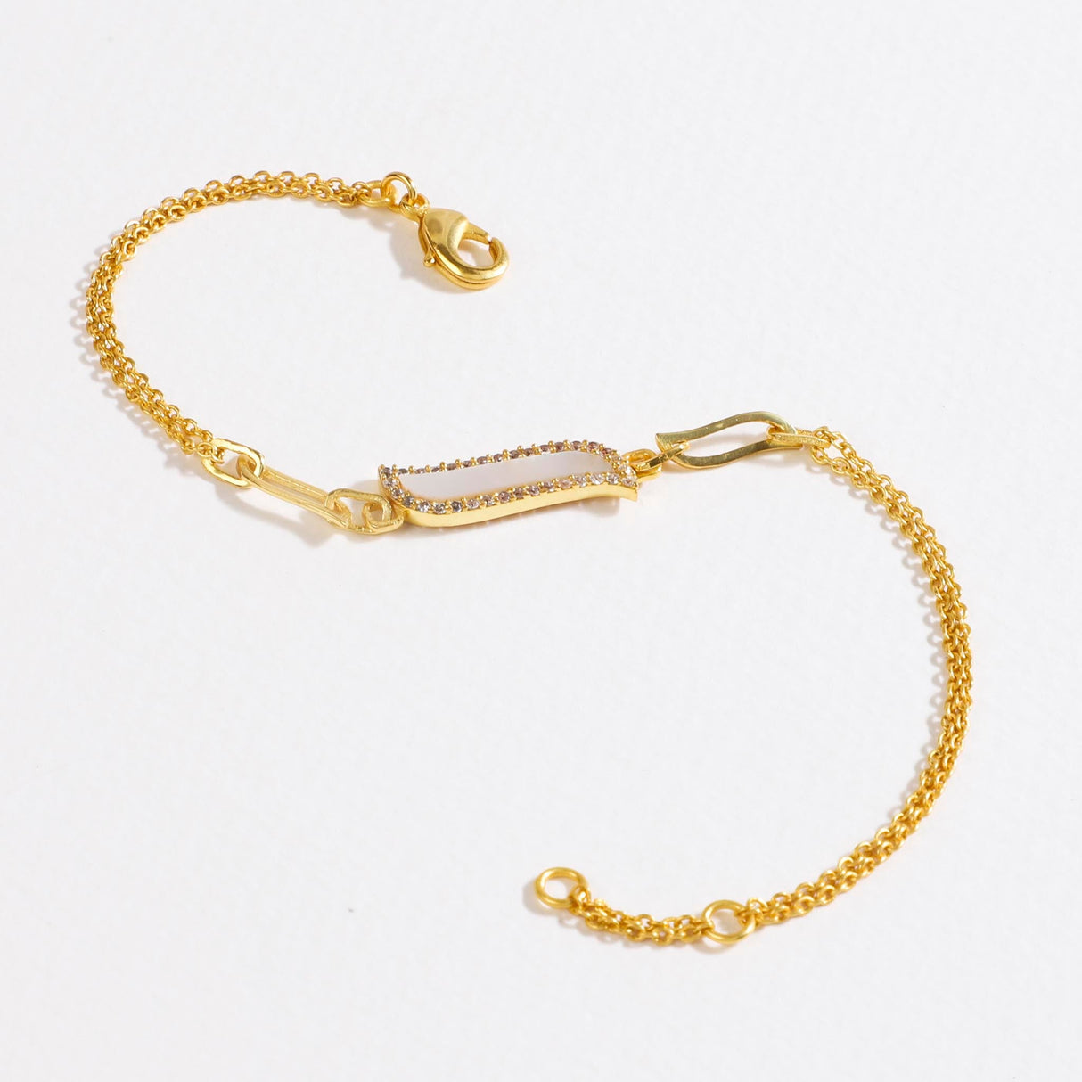 Double Chain Bracelet - Mother of Pearl "Wave Symphony"