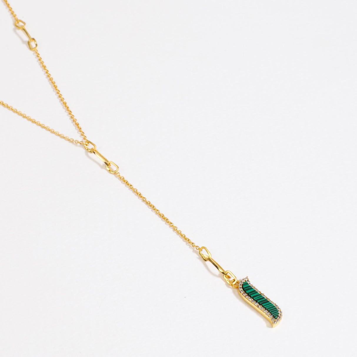 Lariat Necklace - Malachite "Wave Symphony"