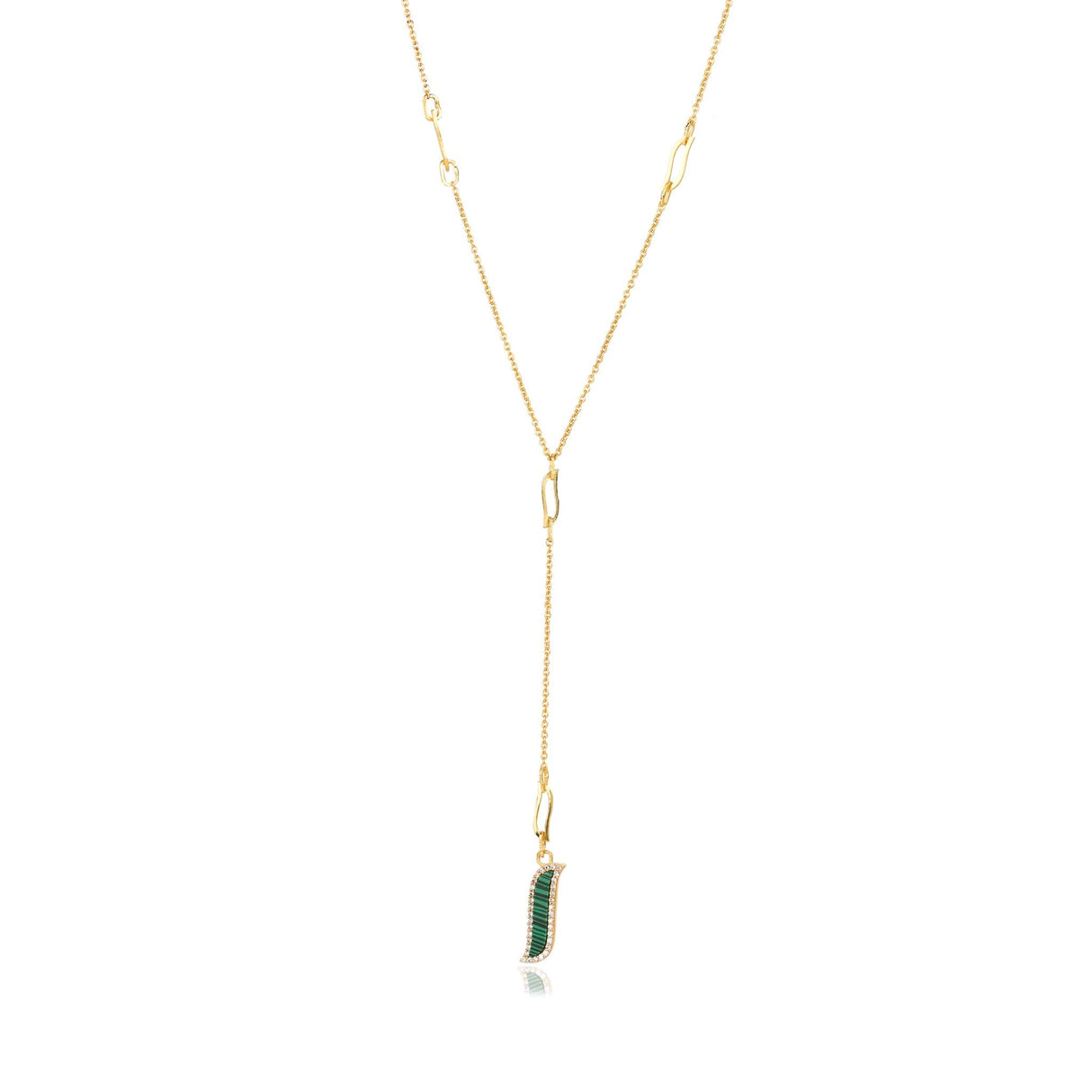 Lariat Necklace - Malachite "Wave Symphony"