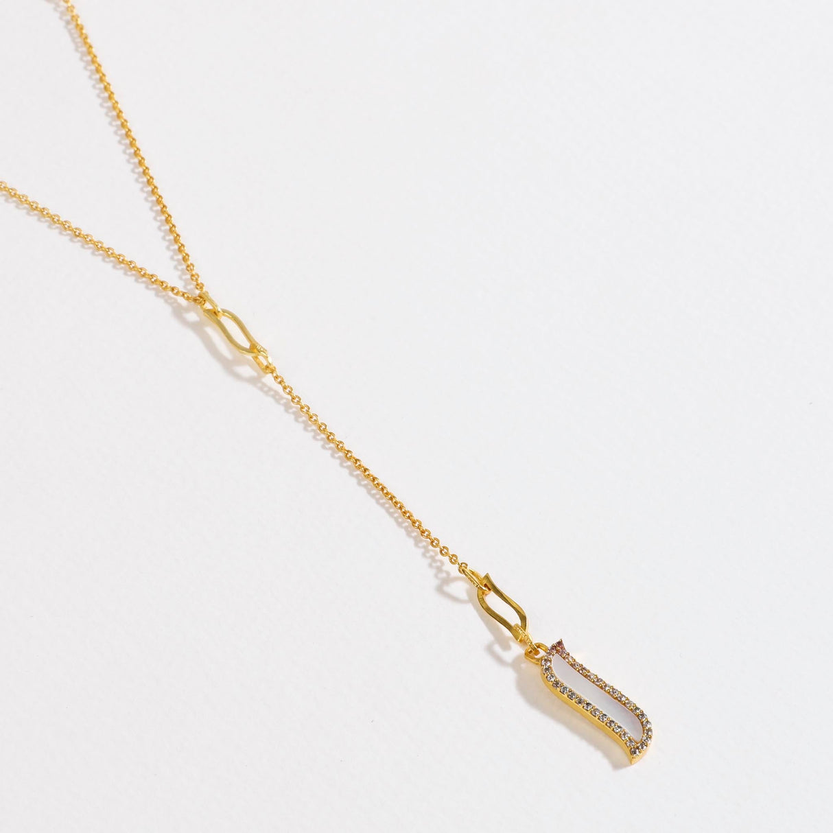 Lariat Necklace - Mother of Pearl "Wave Symphony"