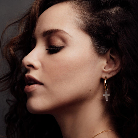 Gold Mini Hoops With Detachable Cross Charms