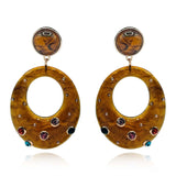 Studded Tortoise Resin Large Hoop Earrings
