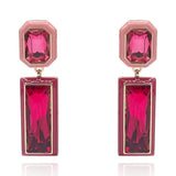 Pink and Red Enamel Edged Pink and Fuschia Glass Stone Earrings