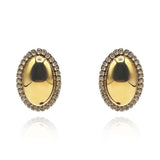 Crystal Trimmed Oval Gold Earrings