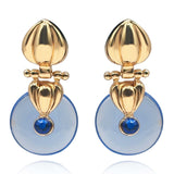 Gold Drop Earring With Sapphire Resin Drop